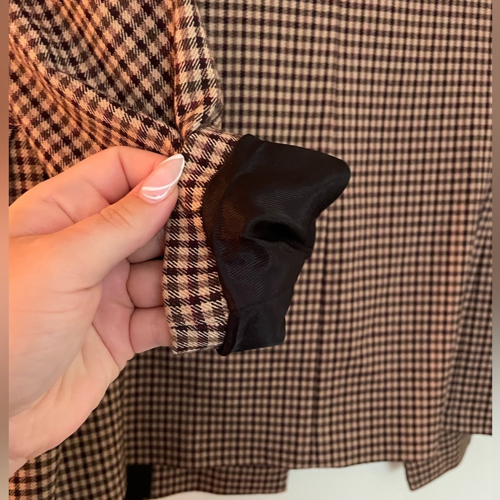 ZARA Brown Houndstooth Double-Breasted Blazer - Picture 2 of 8